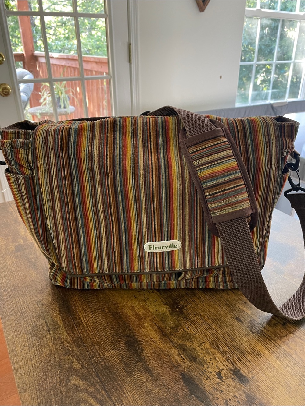 Striped Diaper Messenger Bag β Brown & Multicolor